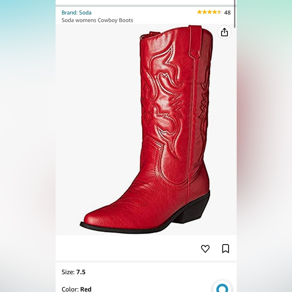 Red boots never worn, in box